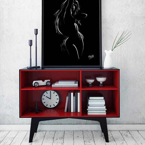 tableau moderne de Silhouette de femme nue 93 au pastel sec nude woman painting