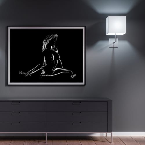 tableau moderne de femme nue 79 au pastel sec nude woman painting