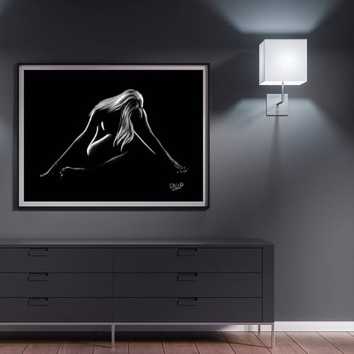 tableau moderne de femme nue 69 au pastel sec nude woman painting