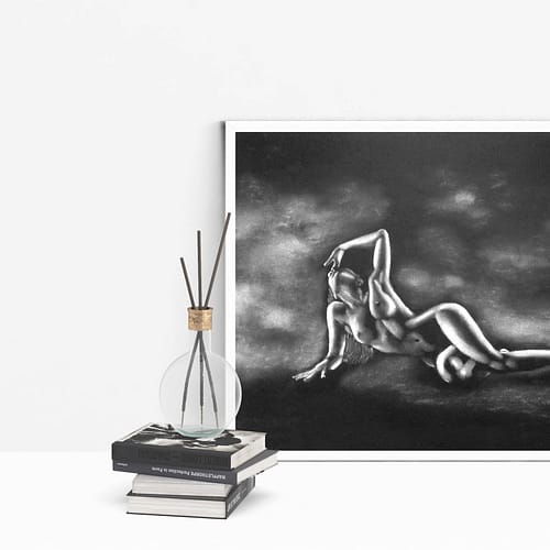 Peinture moderne de femme nue allongée 29 au pastel sec