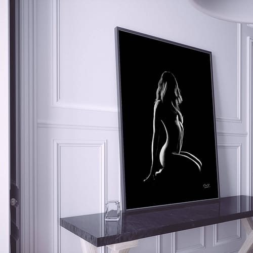 tableau de femme nue à genoux 35 peinture au pastel sec