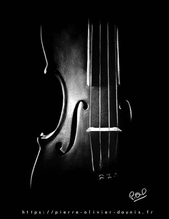 tableau pastel musique violon
