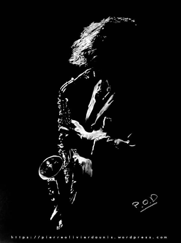 Le saxophoniste : Tableau de musique 1 soxophonist painting