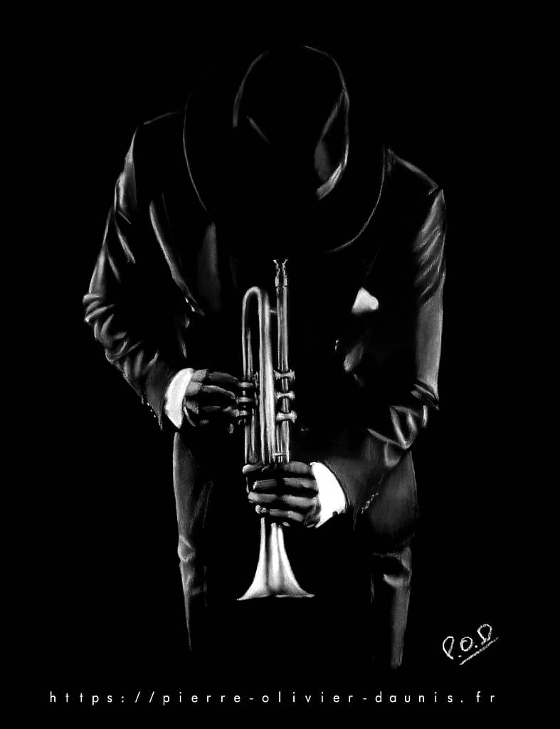 Tableau de musique trompettiste 2 . american jazz trumpet player