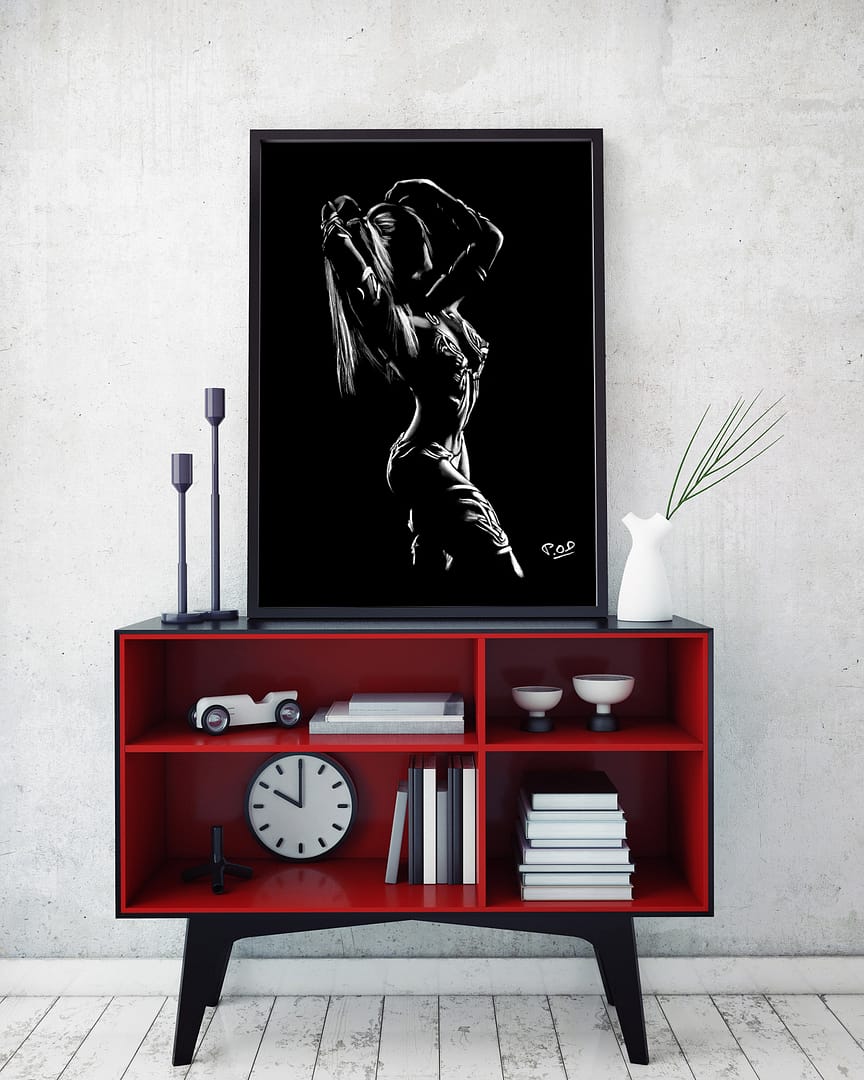 tableau moderne de Silhouette de femme 95 au pastel sec nude woman painting