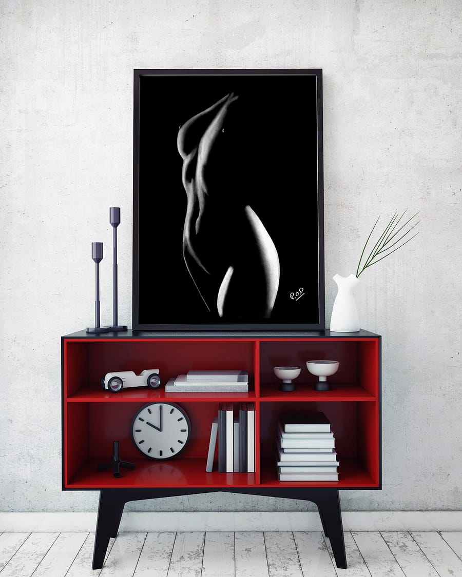 Courbes de femme nue 32 peinture moderne au pastel sec. Bodyscapes of woman painting