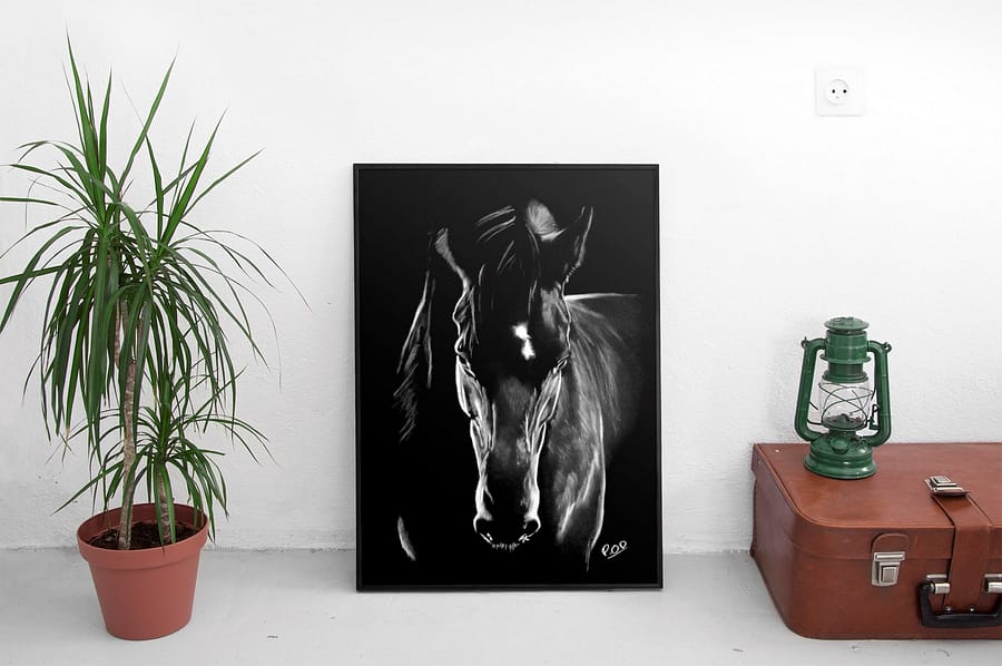 tableau moderne cheval 4 au pastel sec – horse painting number 4