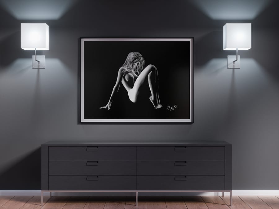 tableau moderne de femme nue 85 au pastel sec nude woman painting