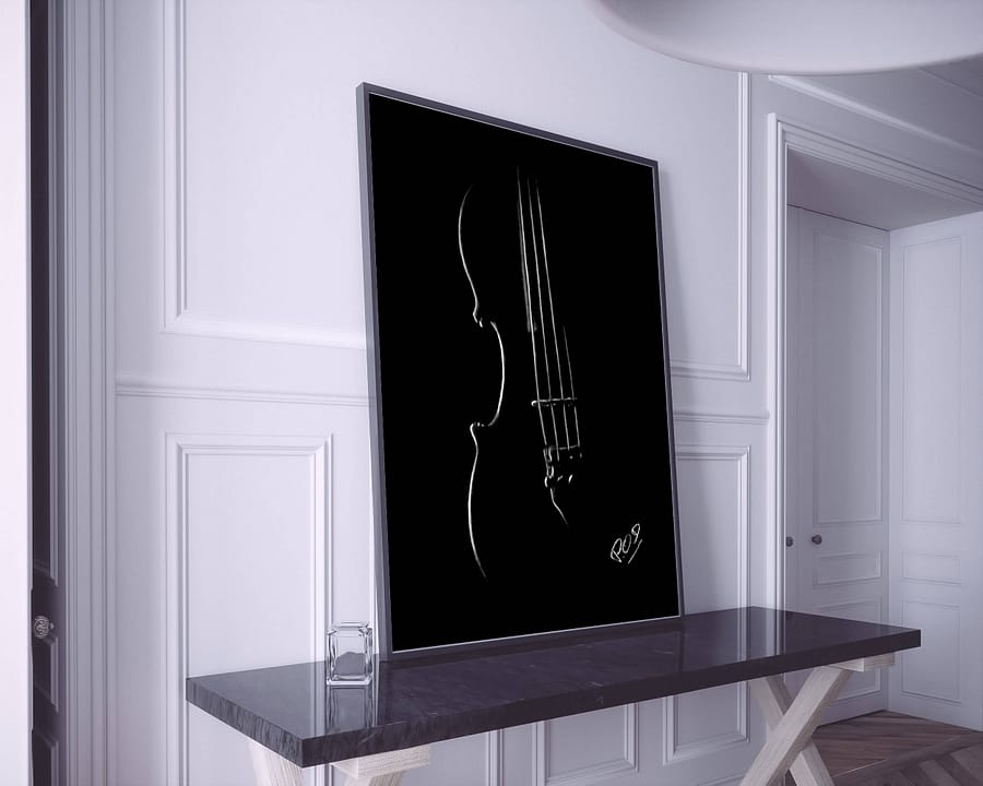 Peinture moderne de violon au pastel sec. Violin modern painting
