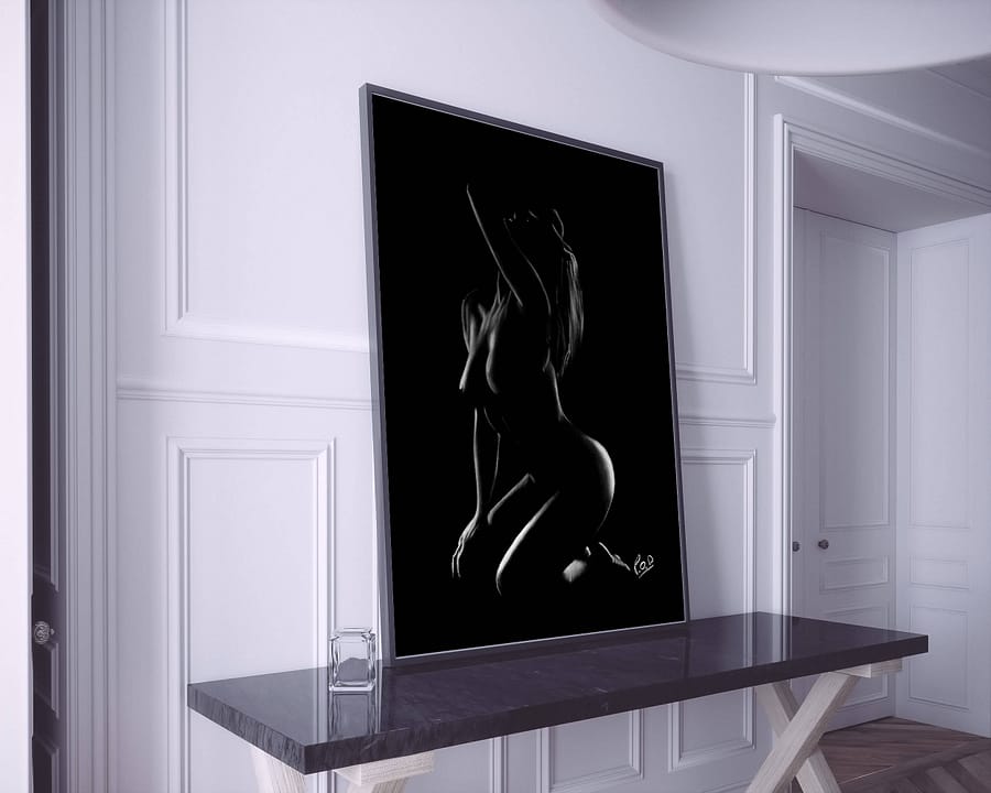 tableau moderne de femme nue 67 au pastel sec nude woman painting