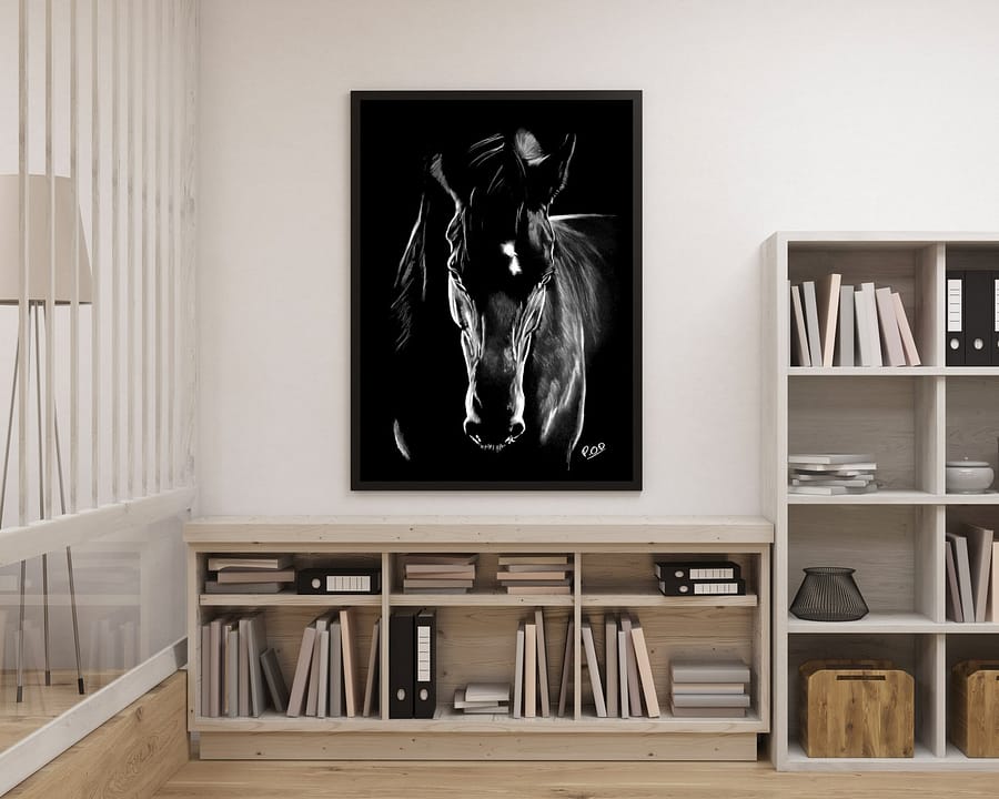 tableau moderne cheval 4 au pastel sec – horse painting number 4