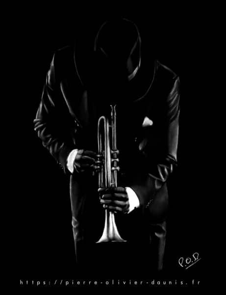 peinture moderne american jazz trumpet player